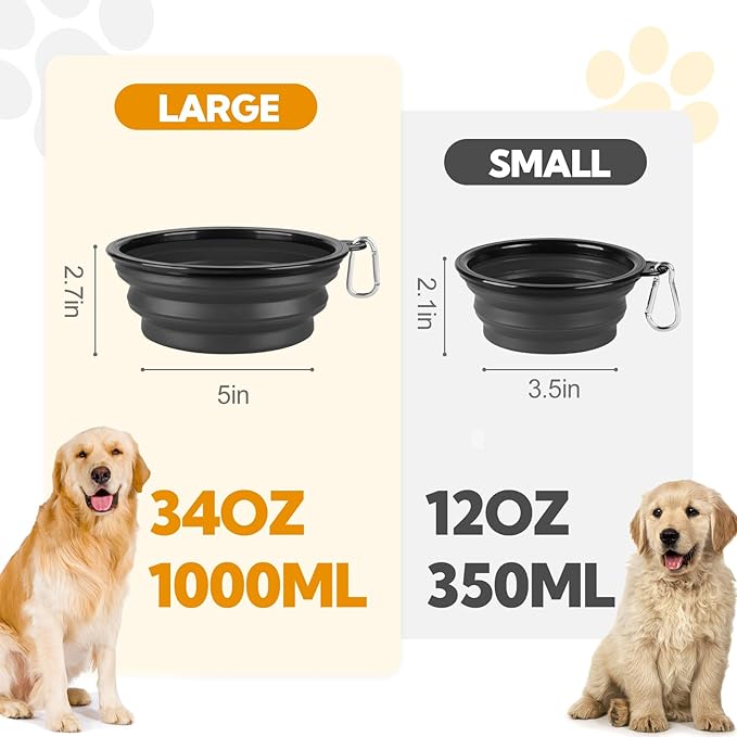 Dog Bowl Collapsible, 2 Pack Portable Foldable Travel Water Bowl Food Dishes - Image 4