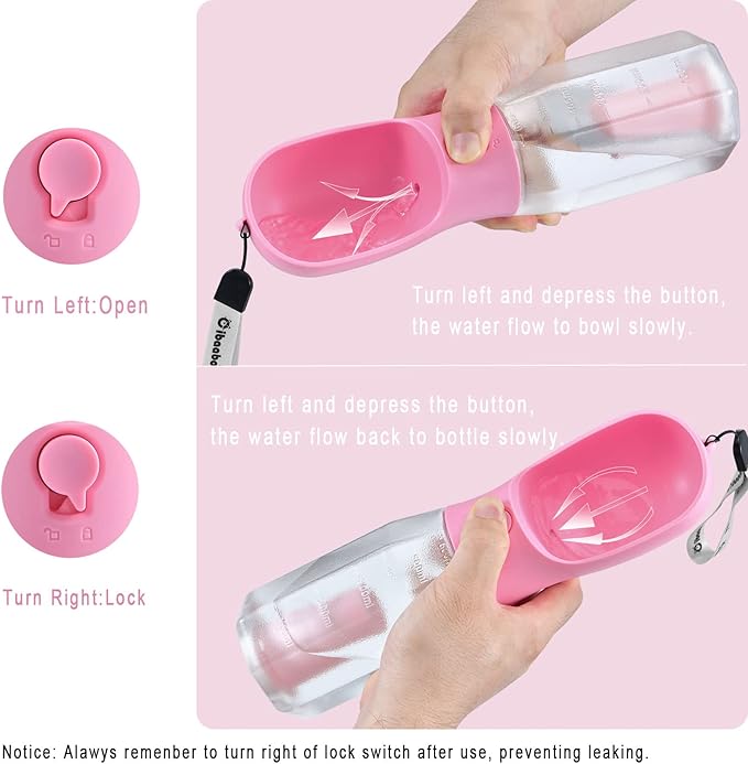 Cibaabo Dog Water Bottle with Food Container & Poop Bag Holder, Travel Water - Image 4