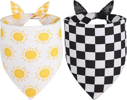 Summer Dog Bandanas Yellow Black Small 2PCS, Spring Scarf, Durable Triangle by Unknown