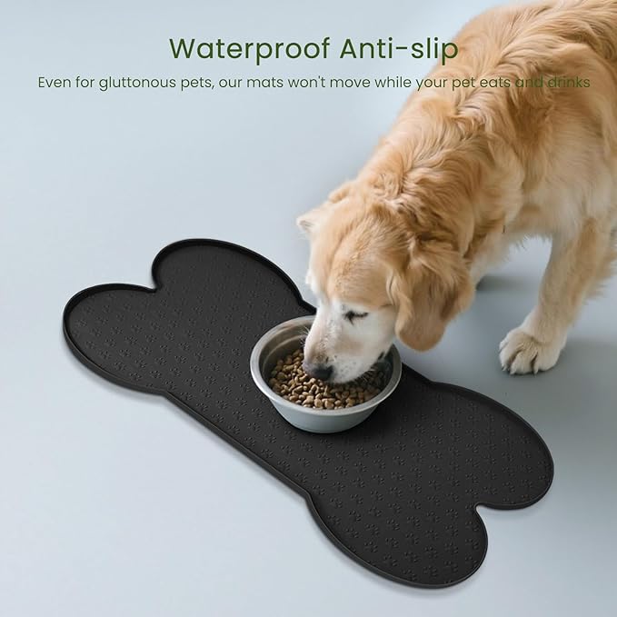PWTAA Dog Food Mat Anti-Slip Silicone Dog Bowl Mat Thicker Pet Placemat - Image 3