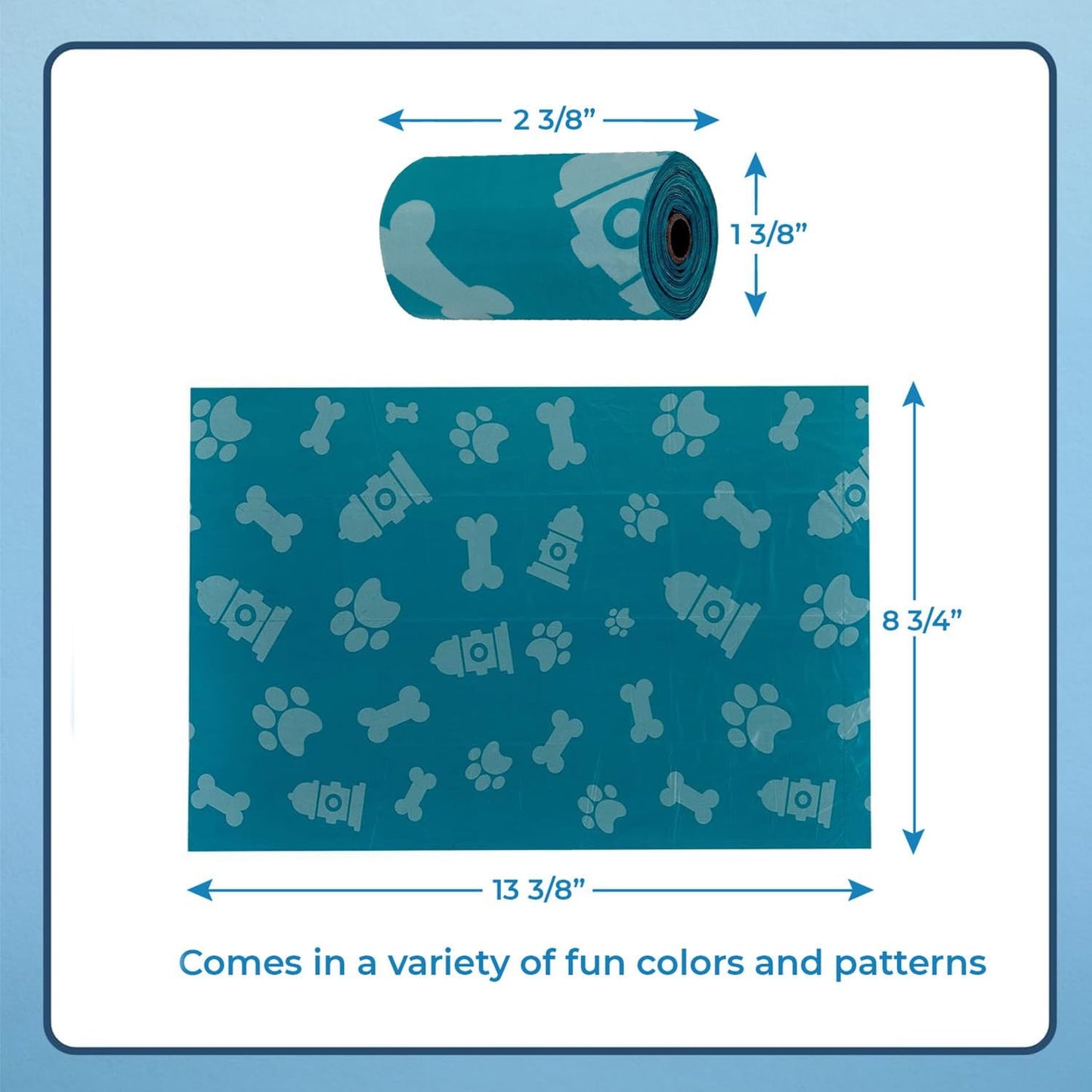 Best Pet Supplies Dog Poop Bags (150 Bags) for Waste Refuse Cleanup, Doggy Roll Replacements for Outdoor Puppy Walking and Travel, Leak Proof and Tear Resistant, Thick Plastic - Turquoise