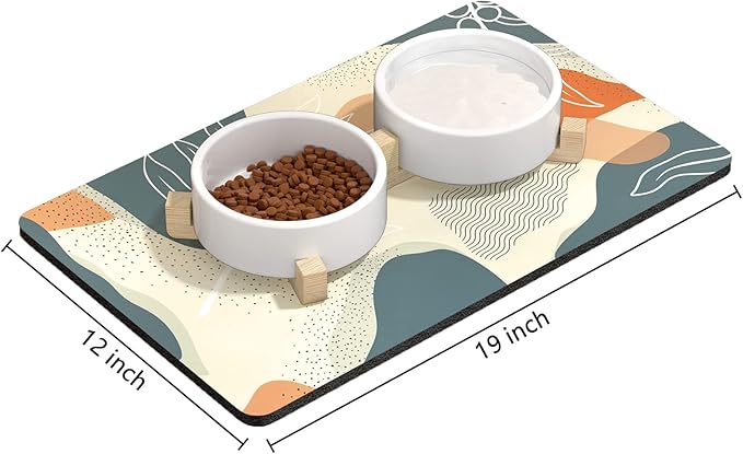 Rnivvi Dog Food Mat, Cute Anti-Slip Rubber Pet Feeding Rug Protect Floors - Image 2