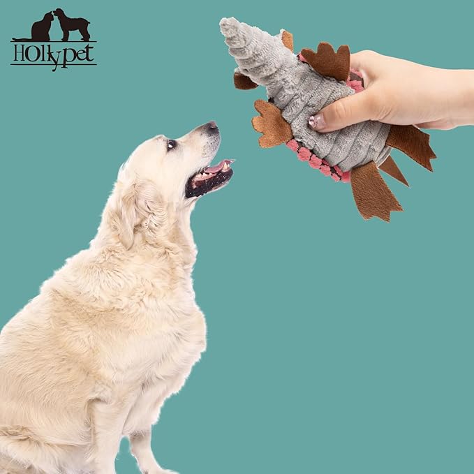 Hollypet Plush Dog Squeaky Toy Stuffed Armadillo Animal Pet Puppy Chew Toys - Image 5