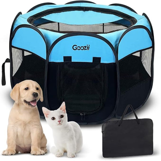 GOOZII Dog Playpen Portable Collapsible, Indoor Outdoor Pet Puppy Exercise by Goozii