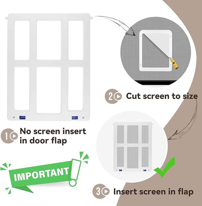 Cat Door for Screen Door with Magnetic Auto-Close, Dual Lockable Tabs Doggy - Image 4