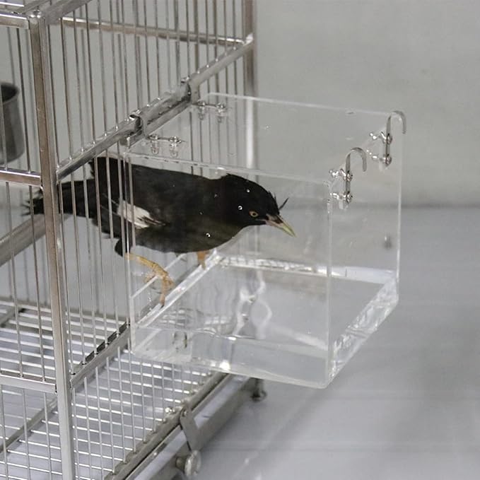 GURECOD Hanging Bird Bath Cube Bird Bathtub Bath Shower Box Bowl Cage Accessory - Image 5