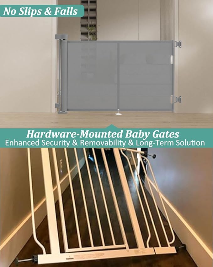 Miumoon 59 inch Retractable Baby Gates 34 inch Tall, Retractable Gate - Image 3
