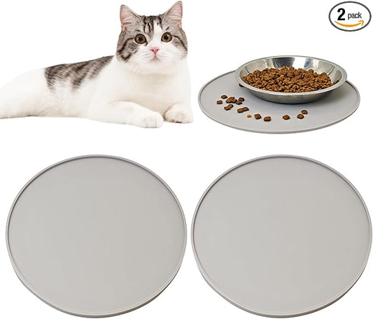 BNOSDM Silicone Cat Feeding Mat 2 Pack Dog Bowl Mats Pet Silicone Food Mat by BNOSDM