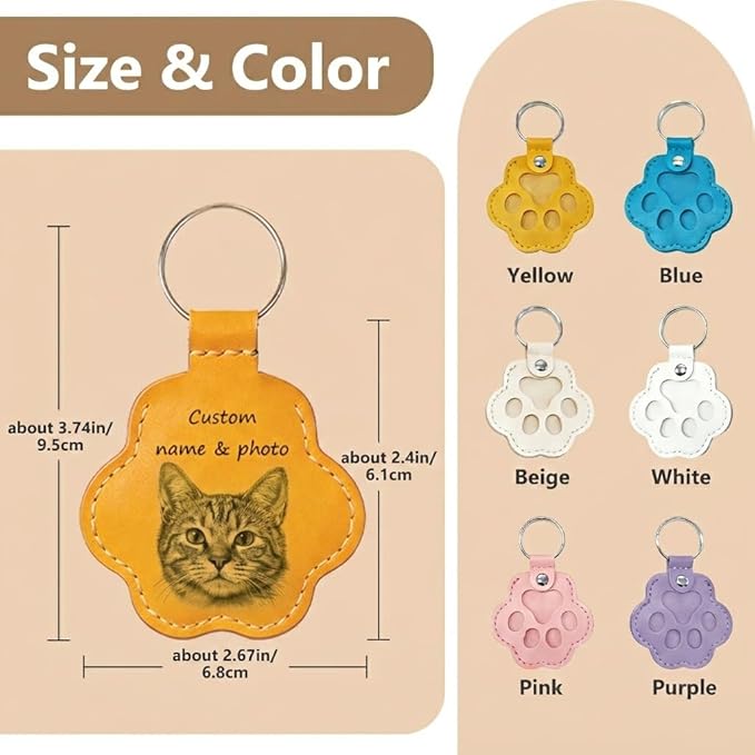 Custom Pet Photo, Paw Shape Leather - Image 4