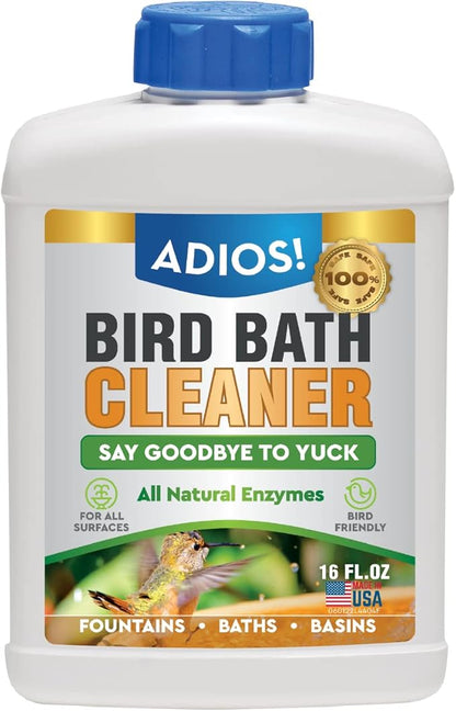ADIOS! Bird Bath Cleaner for Outdoor Fountains and Bowls, Safely Cleans Metal by Adios