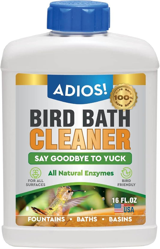 ADIOS! Bird Bath Cleaner for Outdoor Fountains and Bowls, Safely Cleans Metal by Adios