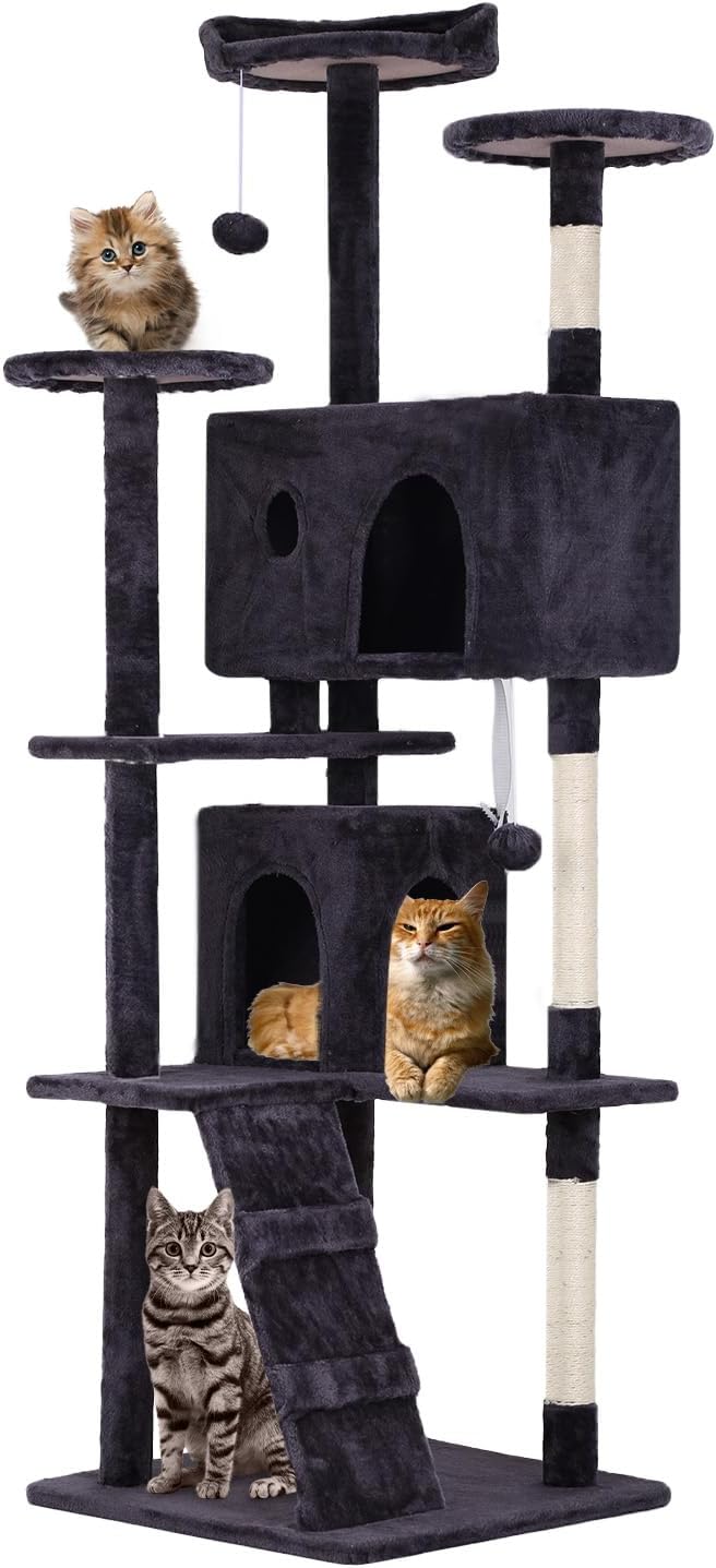 FDW | 70" Cat Tree Tower | Ashy | Multi-Level Indoor Activity Center by FDW
