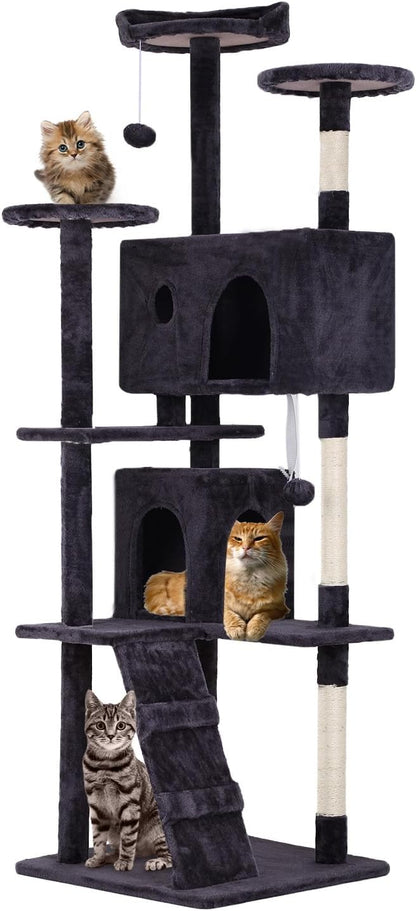 FDW | 70" Cat Tree Tower | Ashy | Multi-Level Indoor Activity Center by FDW