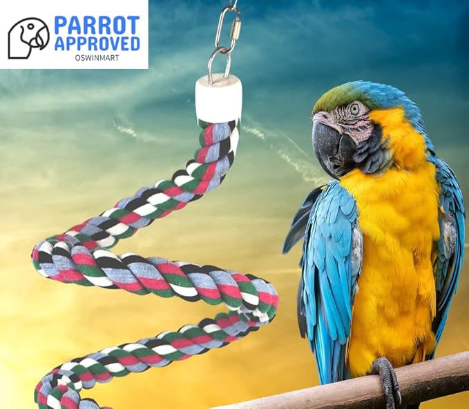 94.4inch Length Colorful Cotton Bendable Rope Perch Swing Bird Chew Toys Amazon - Image 6