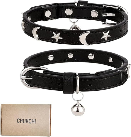 CHUKCHI Leather Cat Collars for Boy Girl Cats by CHUKCHI