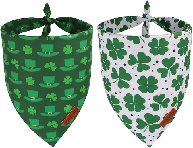 PTDECOR St. Patrick's Day Dog Bandana, Premium Durable Fabric, Irish Pet by PTDECOR