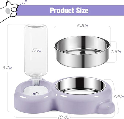 Double Dog Cat Bowls, Cat Food and Water Bowl Set - Image 5