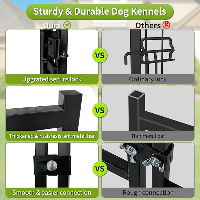 Dog Kennel Outdoor with Roof, 4x4.5x6.2FT Large Heavy Duty Outside Dog Enclosure - Image 3