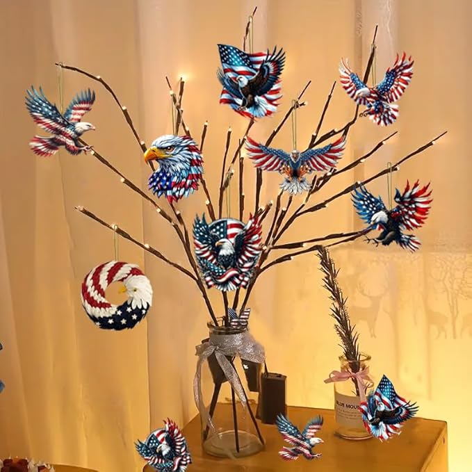 8 Pcs 4th of July Hanging Ornaments Eagle Independence Day Decorations Acrylic - Image 2