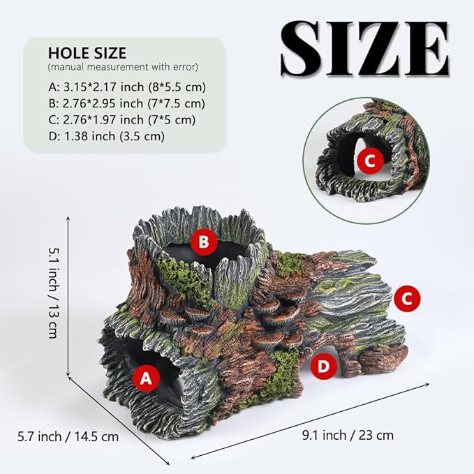 Aquarium Decorations Hollow Tree Trunk Fish Tank Accessories Stump Shelter - Image 2
