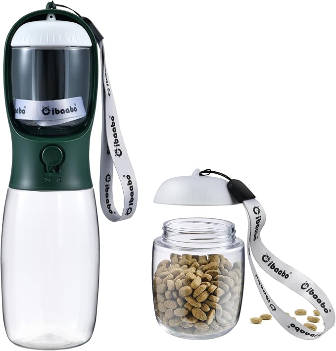 Cibaabo Dog Water Bottle with Food Container, Travel Puppy Water Bowl, Portable by Cibaabo