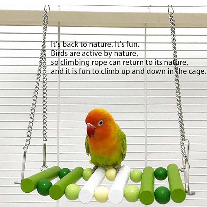 Bird Swing, Parakeet Swing, Parrot Perch Stand, Natural Wooden Swing Hanging - Image 5