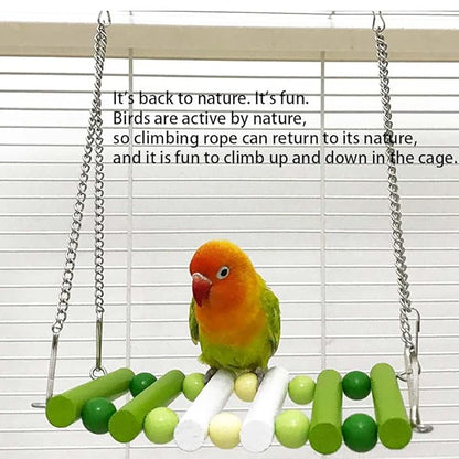 Bird Swing, Parakeet Swing, Parrot Perch Stand, Natural Wooden Swing Hanging - Image 5