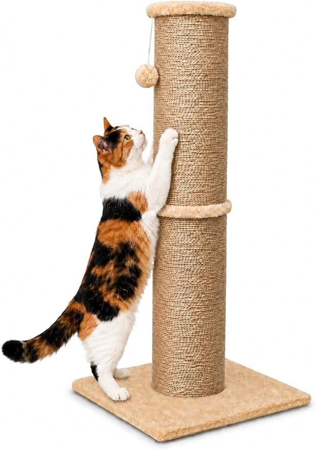 PAWSCRAT Cat Scratching Post 32 Inch High, 5.5 Inch Large Diameter Natural by PAWSCRAT