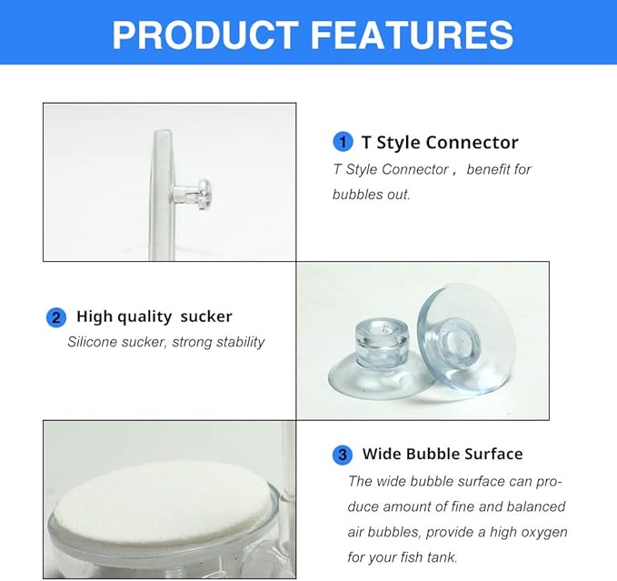 Upettools Aquarium Air Stone Fish Tank Nano Bubble Stone Kit - Image 3