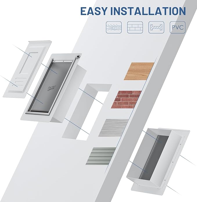 Pet Door for Wall with Secure Aluminum Lock, Steel Frame and Telescoping Tunnel - Image 5