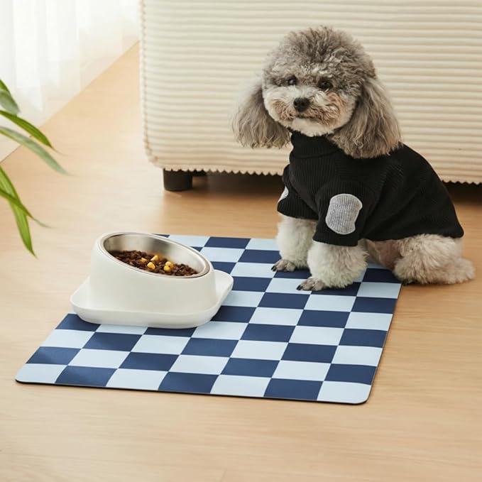 Checkered Dog Feeding Mat, Absorbent Mats - Image 2