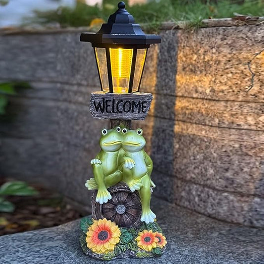 Solar Frog Garden Statue, Outside Frog Statue Gift by ZYLiWoo