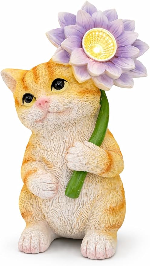 GoGnome Solar Cat Garden Statue by GoGnome