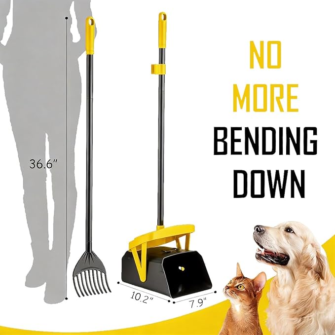 FUSBUNTY Pooper Scooper Swivel Bin & Rake - Image 2
