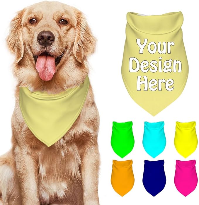 Custom Pet Bandana Add Your Own Picture Image Text Logo Personalized Name Dog by VYXONIA
