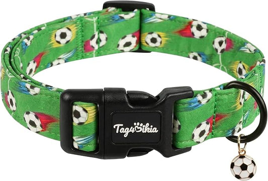 Soccer Dog Collar, Cute Green Puppy Collars by Unknown