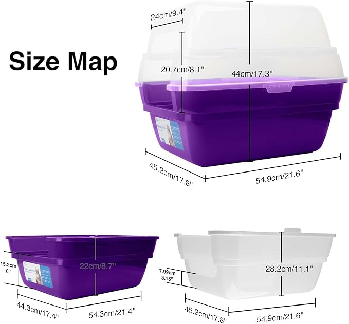 Petfamily Cat Litter Box, Large Foldable Jumbo Hooded Cat Litter Box - Image 2