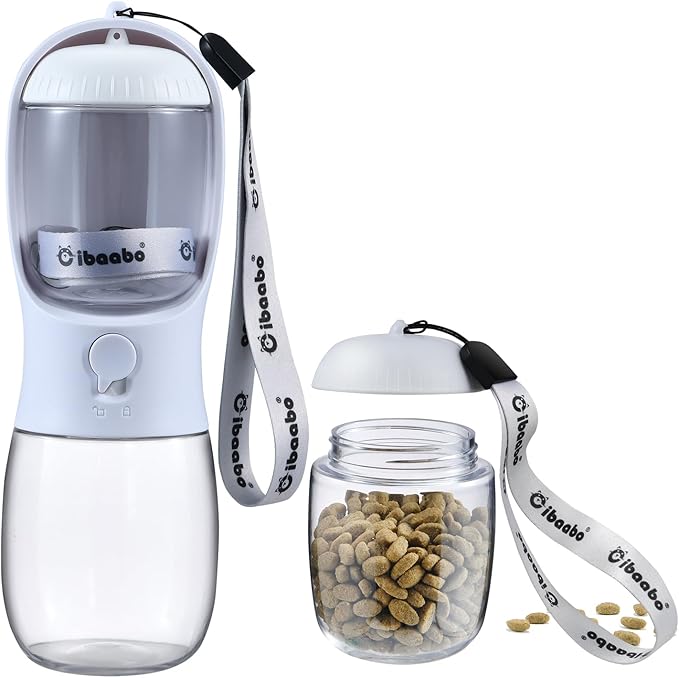 Cibaabo Dog Water Bottle with Food Container, Travel Puppy Water Bowl, Portable by Cibaabo