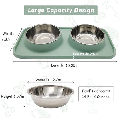 BNOSDM Double Dog Food Bowls Stainless Steel Dog Food and Water Bowls - Image 2