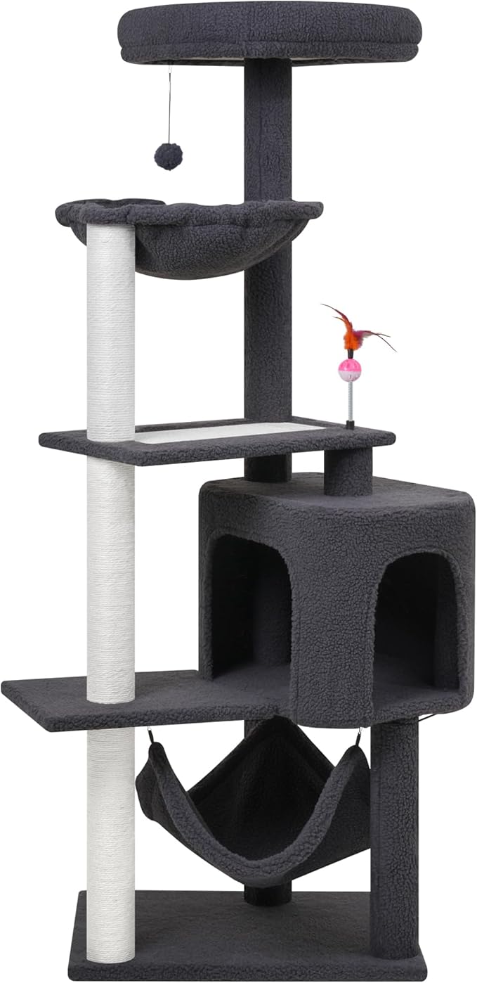 YUNIQUE Cat Tree with Cat Condo Scratch Posts Scratch Tablet and Big Hammock by YUNIQUE