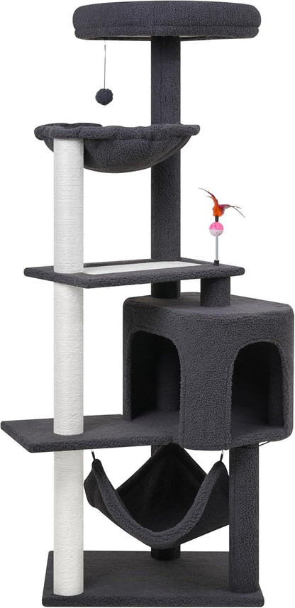 YUNIQUE Cat Tree with Cat Condo Scratch Posts Scratch Tablet and Big Hammock by YUNIQUE