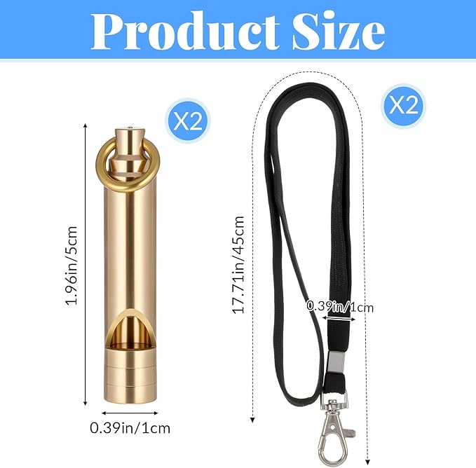 2 PCS Brass Survival Whistle, 125 Db Loud Emergency Whistle Portable Survival - Image 2