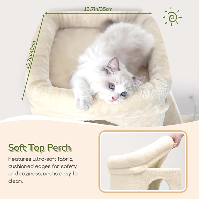 Globlazer 52in Cat Tower for Multiple Indoor Cats, Heavy Duty Multi-Level Cat - Image 2
