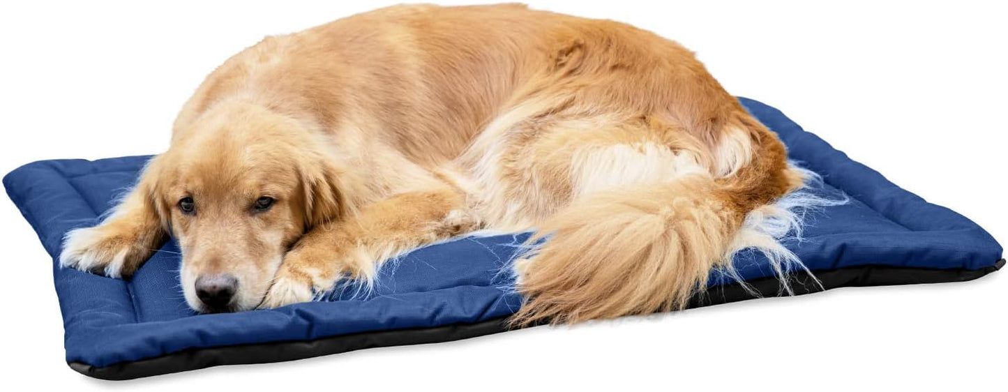 K9 Ballistics Tough Ripstop Dog Crate Pad - Durable & Machine Washable with Non-Skid Bottom and 120-Day Warranty, Fits 42" Wire Crates - Large, Blue Quartz