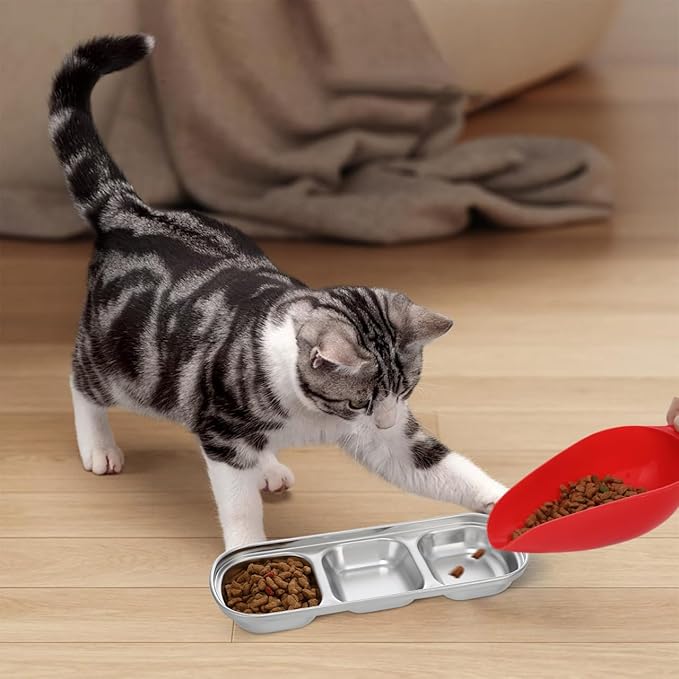 Ipetboom Compartment Pet Tray Food Bowls: 4pcs Stainless Steel Cat Bowl Divided - Image 4