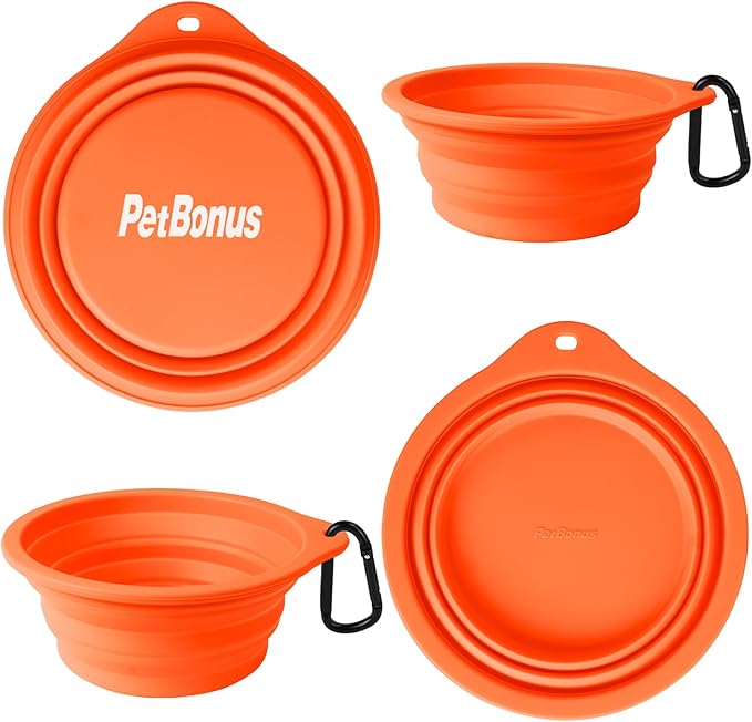 PetBonus 2-Pack Silicone Collapsible Dog Bowls, BPA Free Dishwasher Safe - Image 2