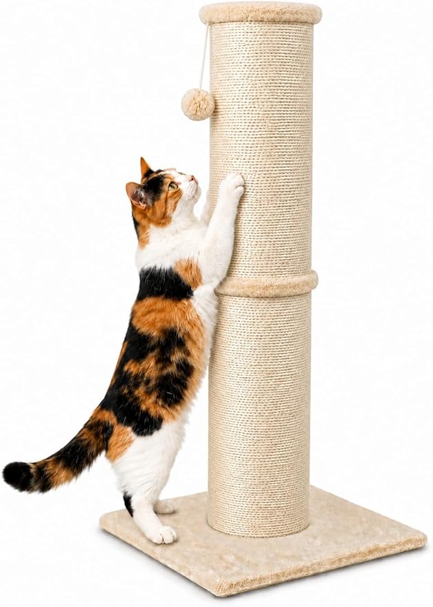 PAWSCRAT Cat Scratching Post 32 Inch High, 5.5 Inch Large Diameter Natural by PAWSCRAT