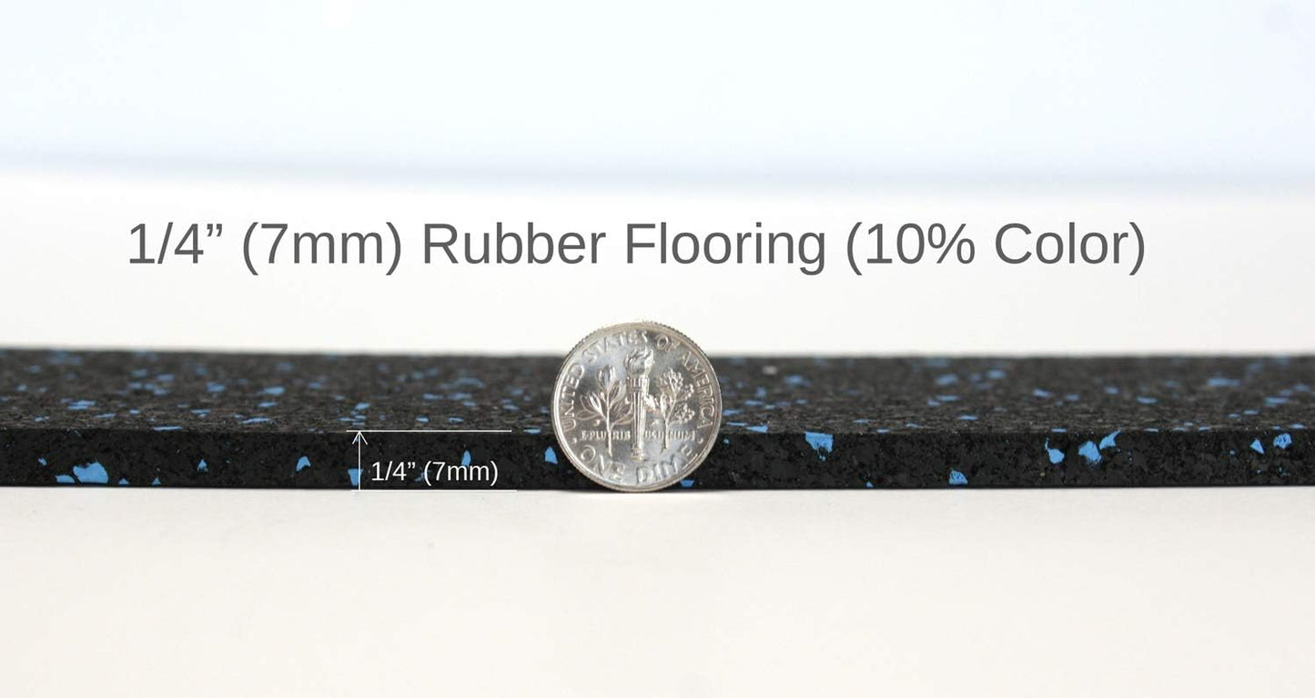 American Floor Mats 1/4in (7mm) Thick 10% Mocha 4' x 3' Heavy Duty Rubber Rolls, Protective Exercise Mats, Home Gym Rubber Flooring