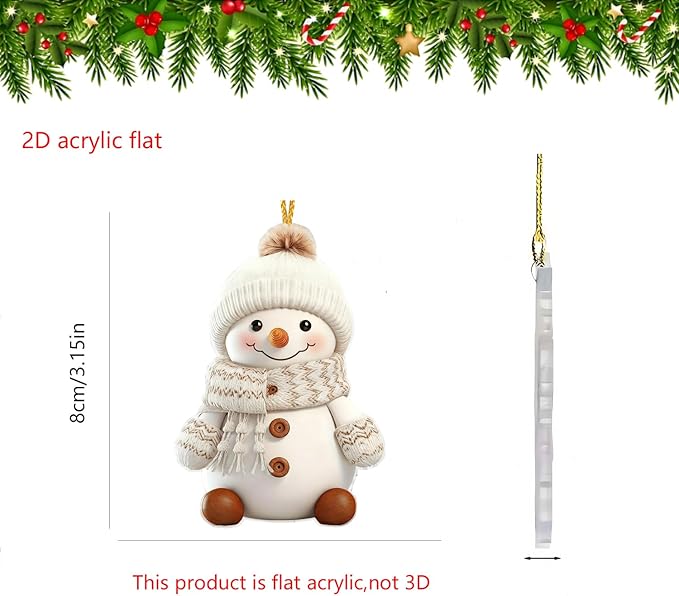 8 Pcs Christmas Snowman Ornaments 2D Acrylic Christmas Hanging Ornaments - Image 4