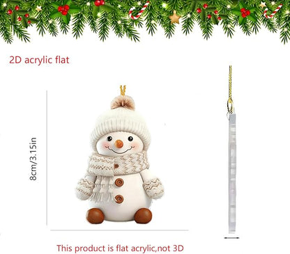 8 Pcs Christmas Snowman Ornaments 2D Acrylic Christmas Hanging Ornaments - Image 4